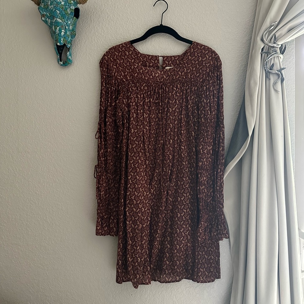 Burgundy Floral Doen Dress